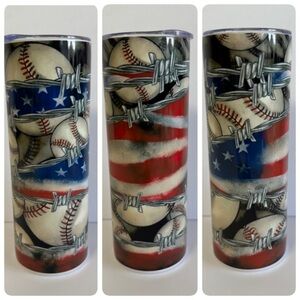 Patriotic Baseball 20oz Skinny Tumbler